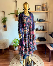 Faheeda Black Chiffon Kurta Set - Param Iqbal
