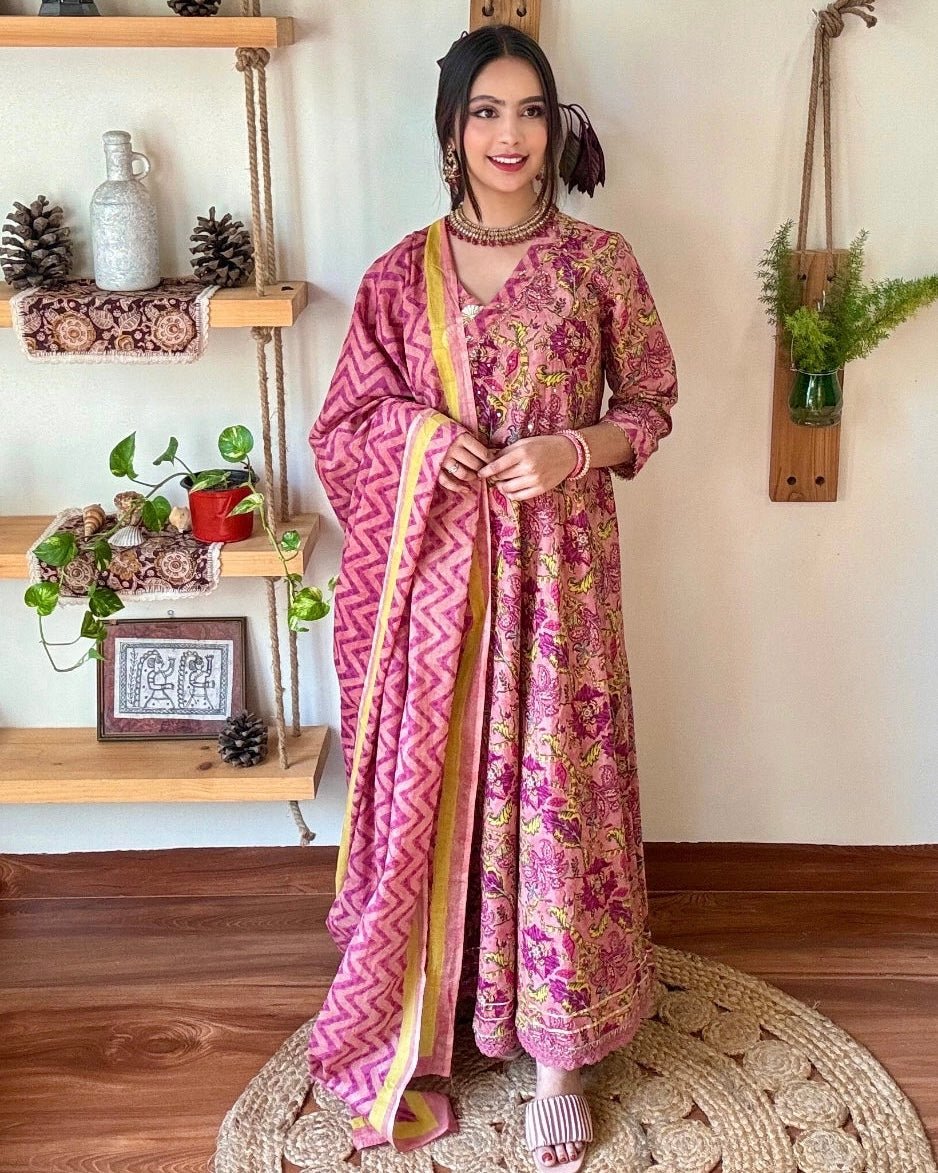 Fariha Pink Cotton Kurta Set - Param Iqbal