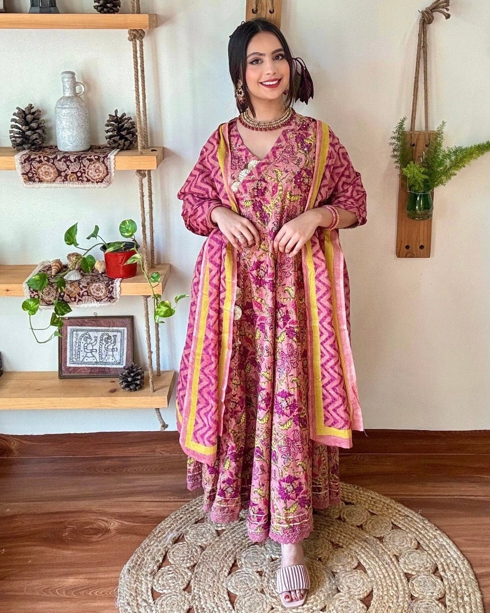 Fariha Pink Cotton Kurta Set - Param Iqbal