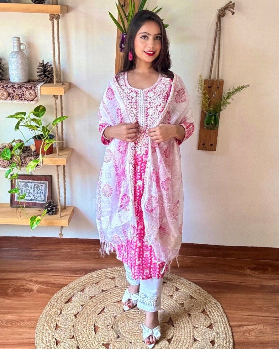 Gulrukh Pink Cotton Suit - Param Iqbal