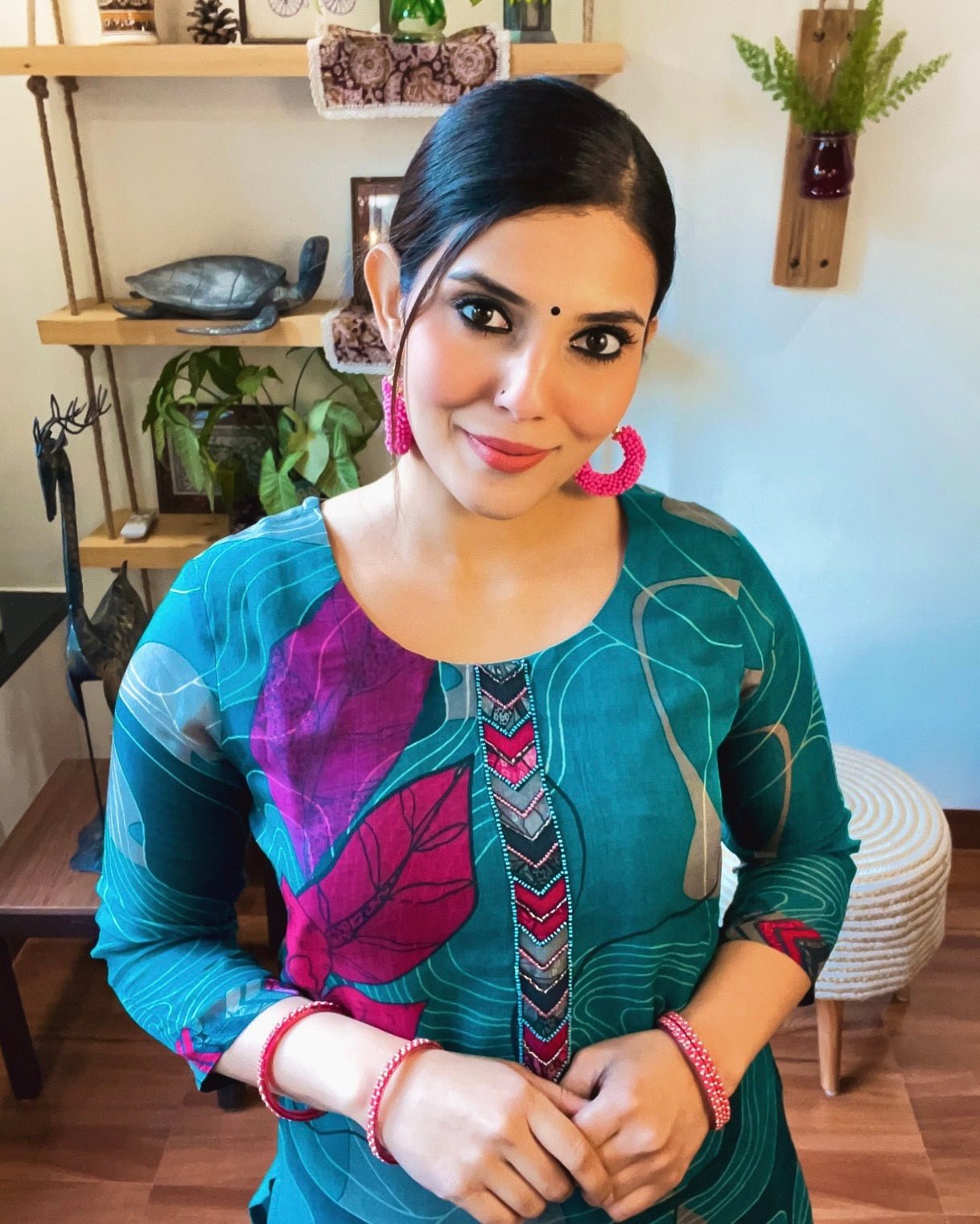 Hanifah Teal Blue Organza Kurta Set - Param Iqbal