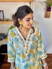Jahnavi Cream Cotton Kurta Set - Param Iqbal