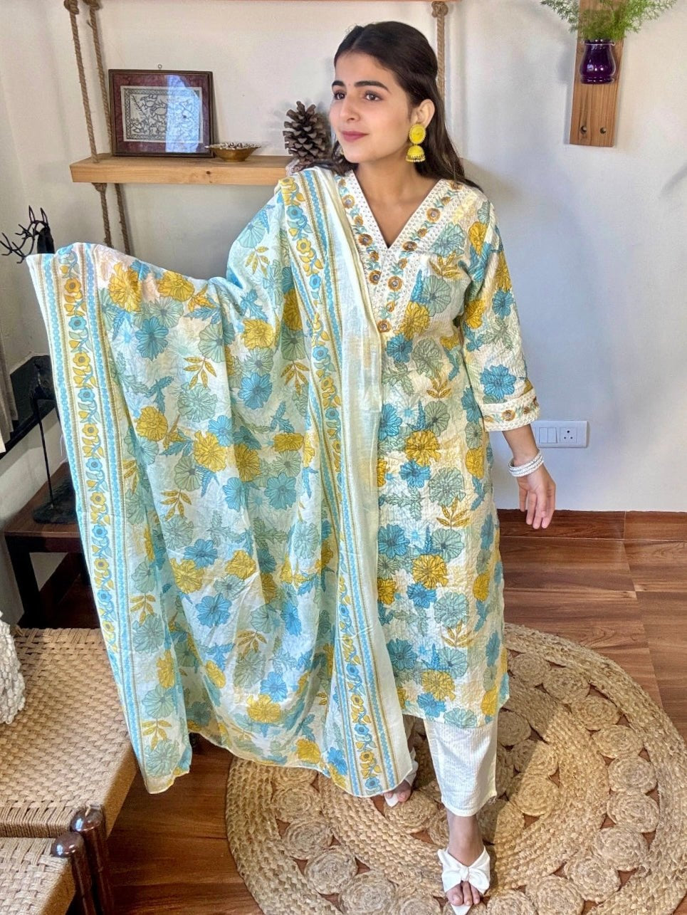 Jahnavi Cream Cotton Kurta Set - Param Iqbal