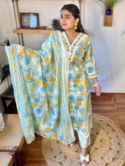 Jahnavi Cream Cotton Kurta Set - Param Iqbal