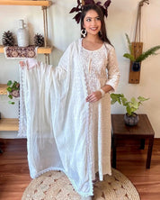 Jannat White Cotton Kurta Set - Param Iqbal