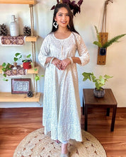 Jannat White Cotton Kurta Set - Param Iqbal