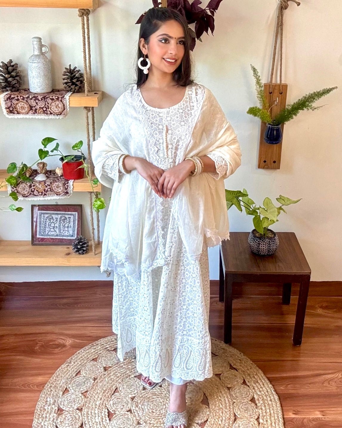 Jannat White Cotton Kurta Set - Param Iqbal