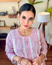 Kausar Pink Cotton Kurta Set - Param Iqbal