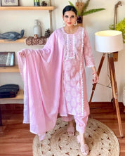 Kausar Pink Cotton Kurta Set - Param Iqbal