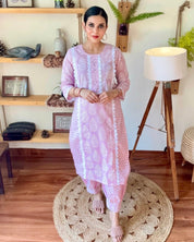 Kausar Pink Cotton Kurta Set - Param Iqbal