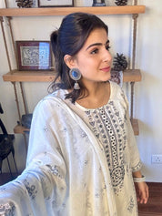 Kaveri White Cotton Kurta Set - Param Iqbal