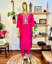 Kiana Pink Silk Kurta Set - Param Iqbal