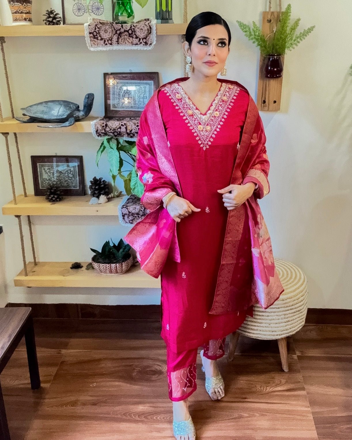 Mahnoor Pink Dola Silk Kurta Set - Param Iqbal