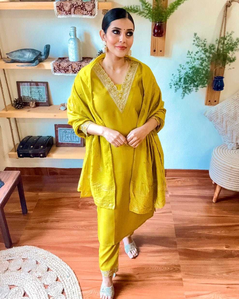 Maira Lime Green Dupion Silk Kurta Set - Param Iqbal