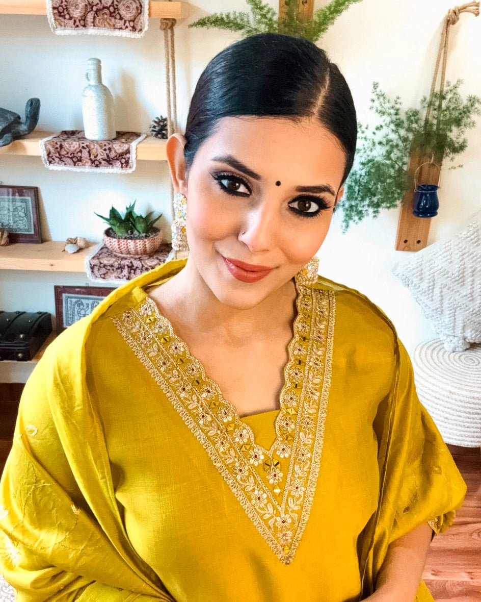 Maira Lime Green Dupion Silk Kurta Set - Param Iqbal