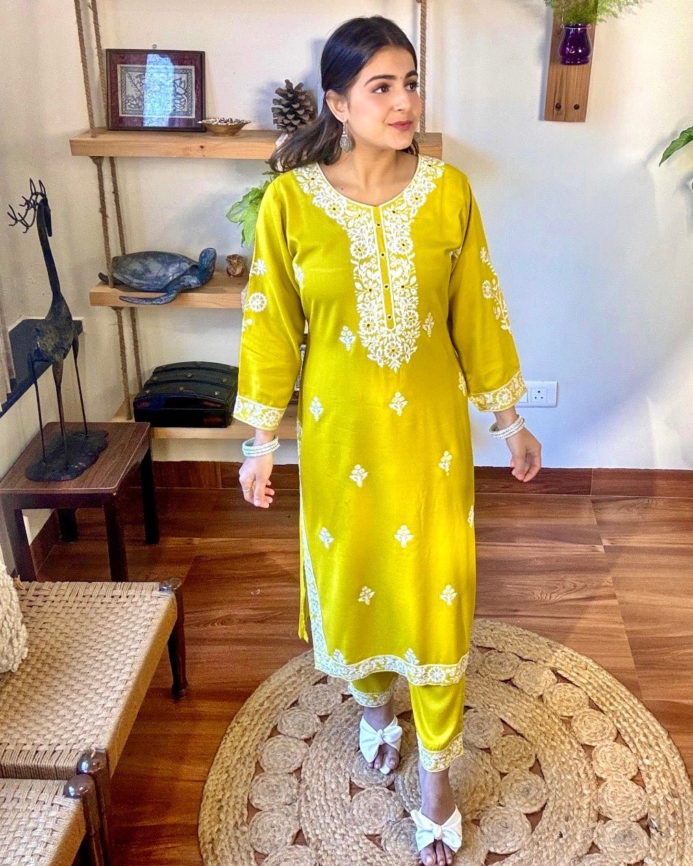 Mehak Lime Green Cotton Kurta Set - Param Iqbal