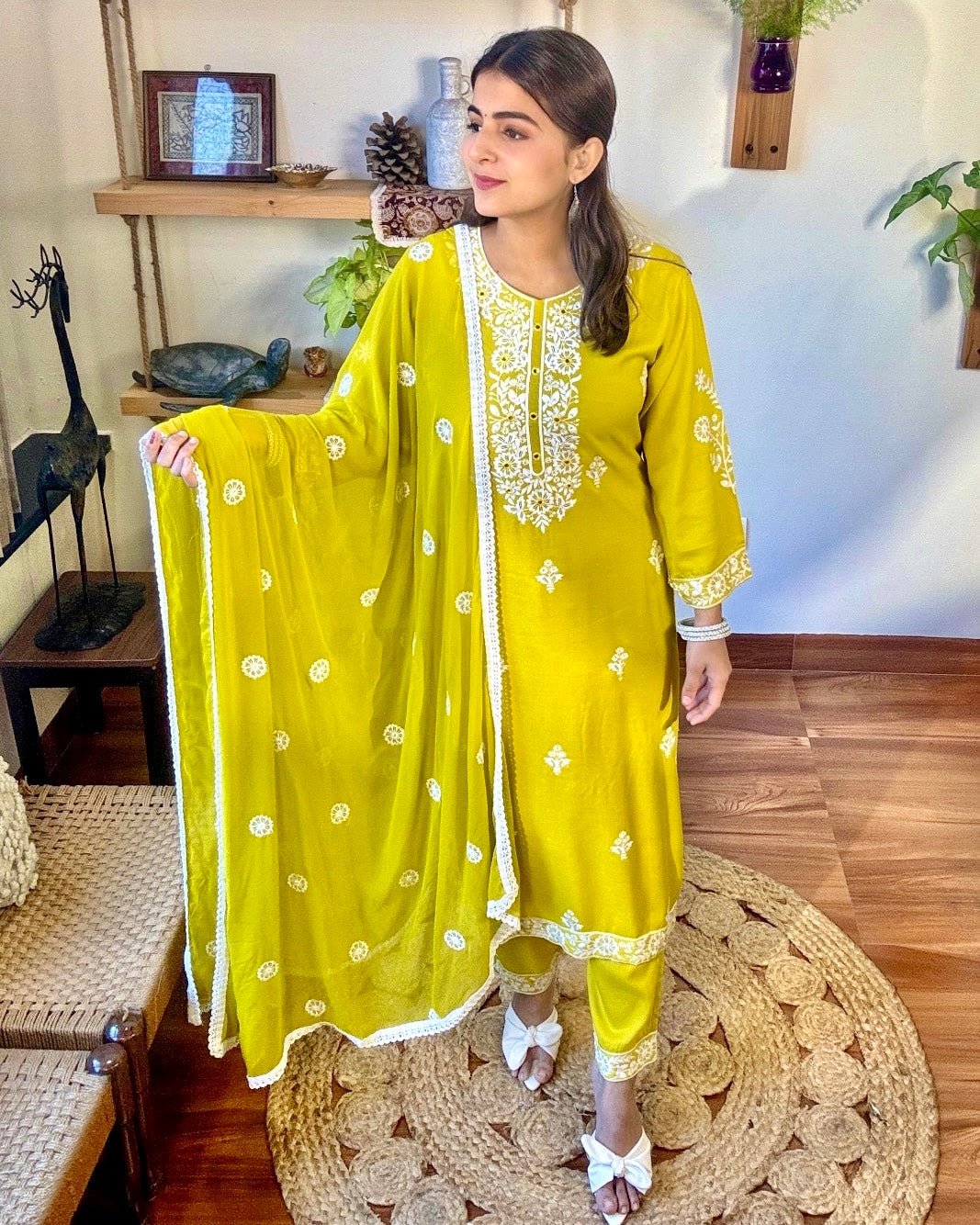 Mehak Lime Green Cotton Kurta Set - Param Iqbal