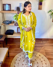 Mehak Lime Green Cotton Kurta Set - Param Iqbal