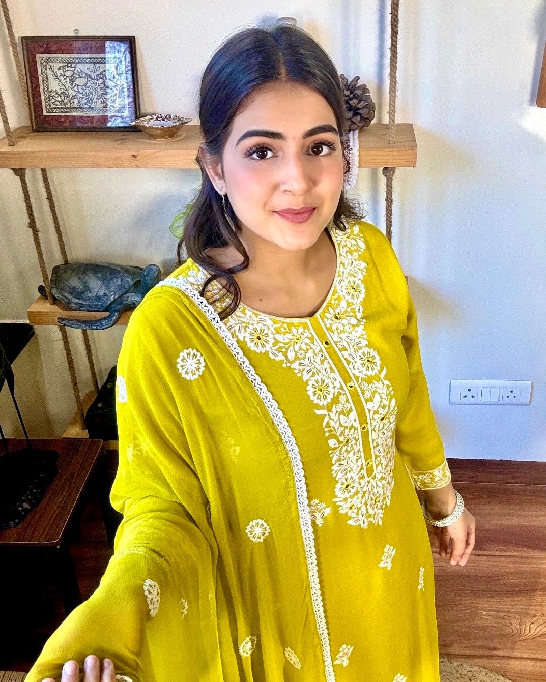Mehak Lime Green Cotton Kurta Set - Param Iqbal