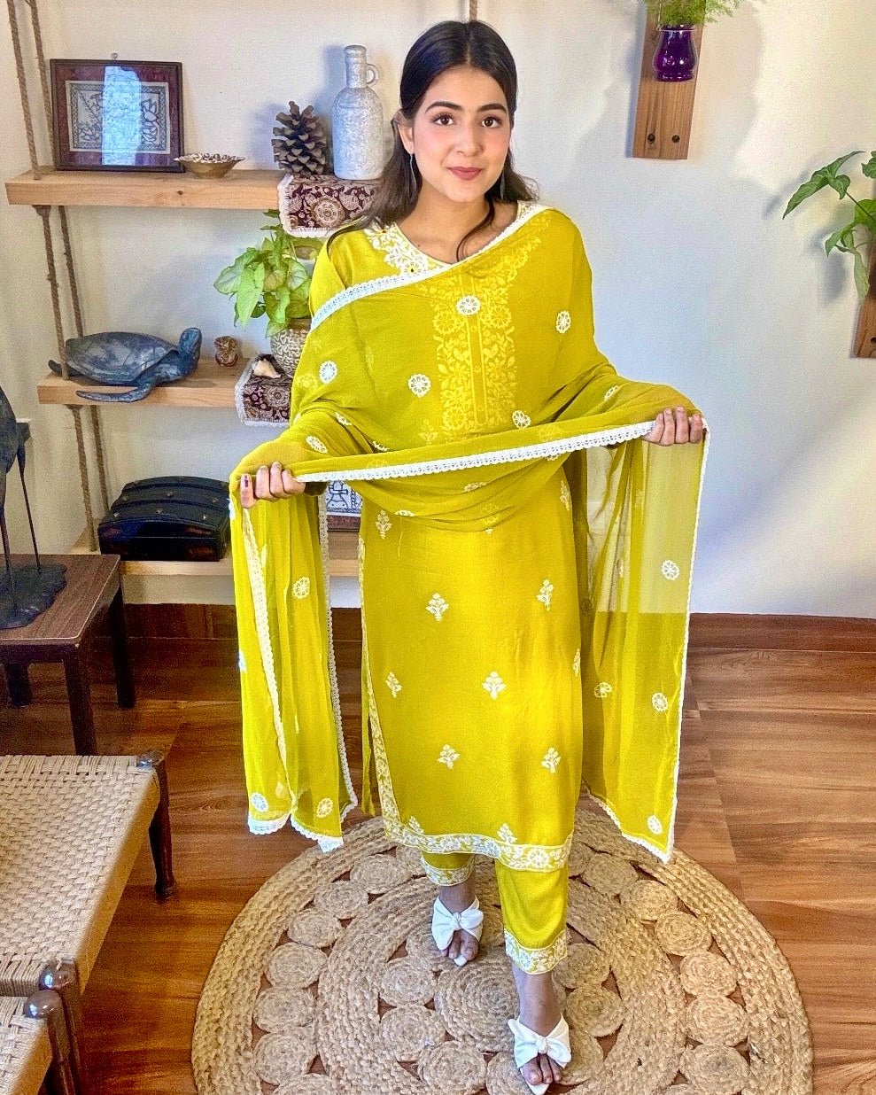 Mehak Lime Green Cotton Kurta Set - Param Iqbal