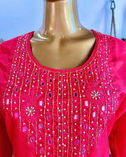 Mehreen Red Silk Kurta Set - Param Iqbal