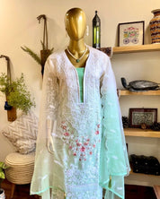 Mumtaz Green Organza Kurta Set - Param Iqbal