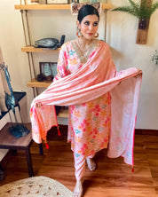 Nagma Pink Muslin Kurta Set - Param Iqbal