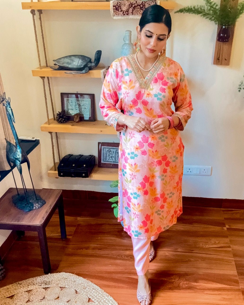 Nagma Pink Muslin Kurta Set - Param Iqbal