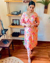 Nagma Pink Muslin Kurta Set - Param Iqbal