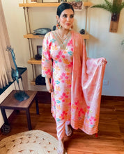 Nagma Pink Muslin Kurta Set - Param Iqbal