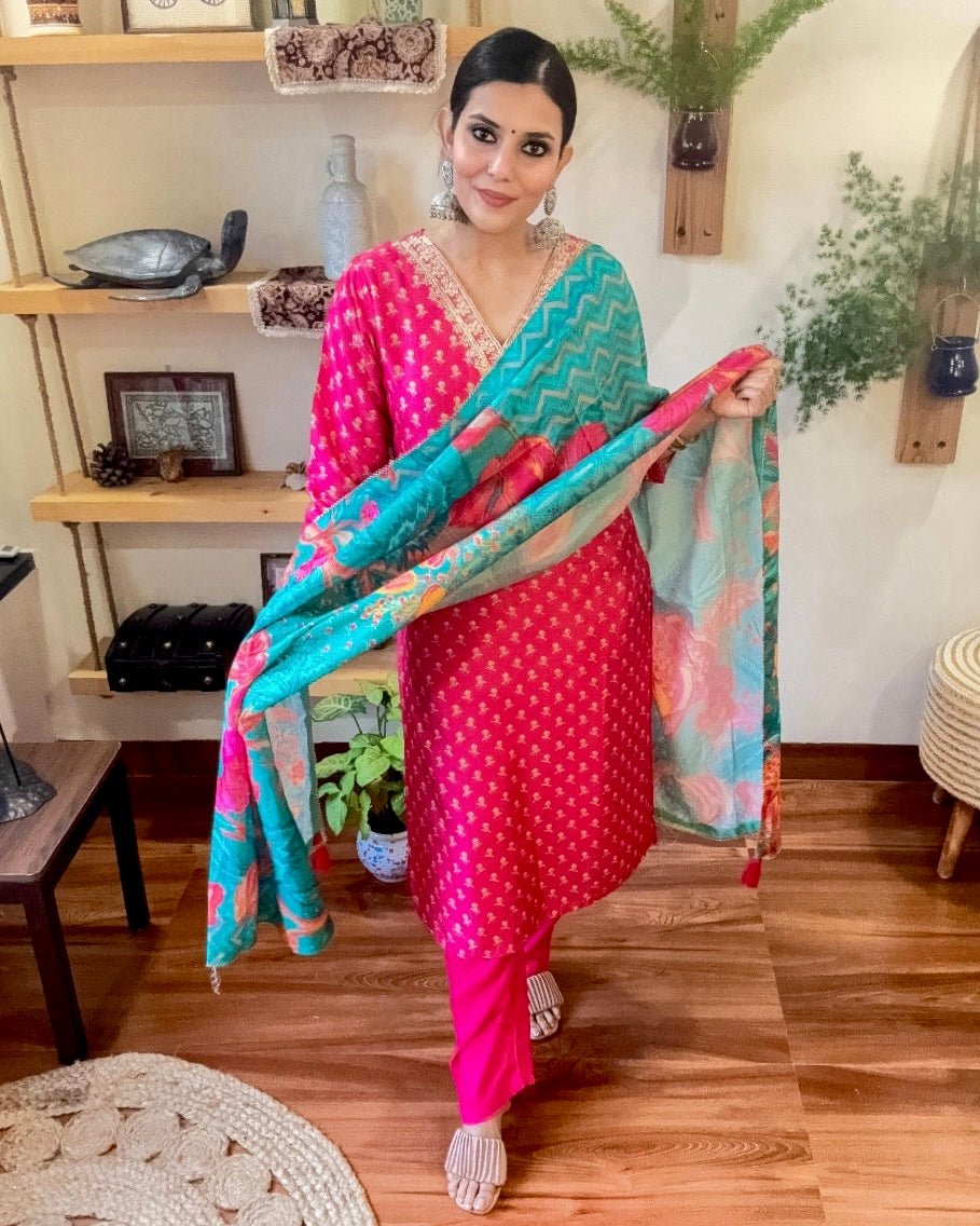 Nargis Pink Russian Silk Suit - Param Iqbal