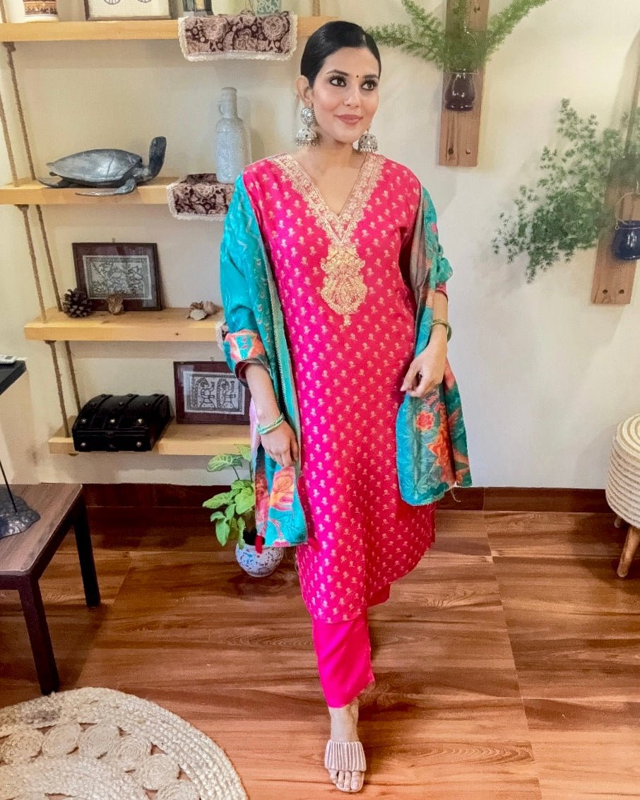 Nargis Pink Russian Silk Suit - Param Iqbal