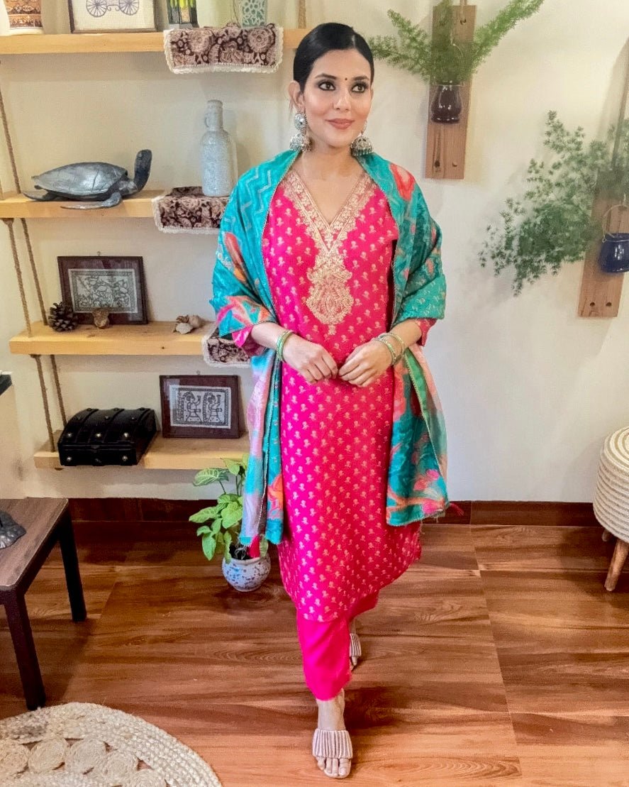 Nargis Pink Russian Silk Suit - Param Iqbal