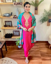 Nargis Pink Russian Silk Suit - Param Iqbal