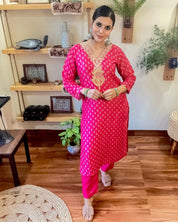 Nargis Pink Russian Silk Suit - Param Iqbal