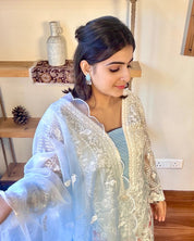Noreen Ombre Blue Organza Kurta Set - Param Iqbal