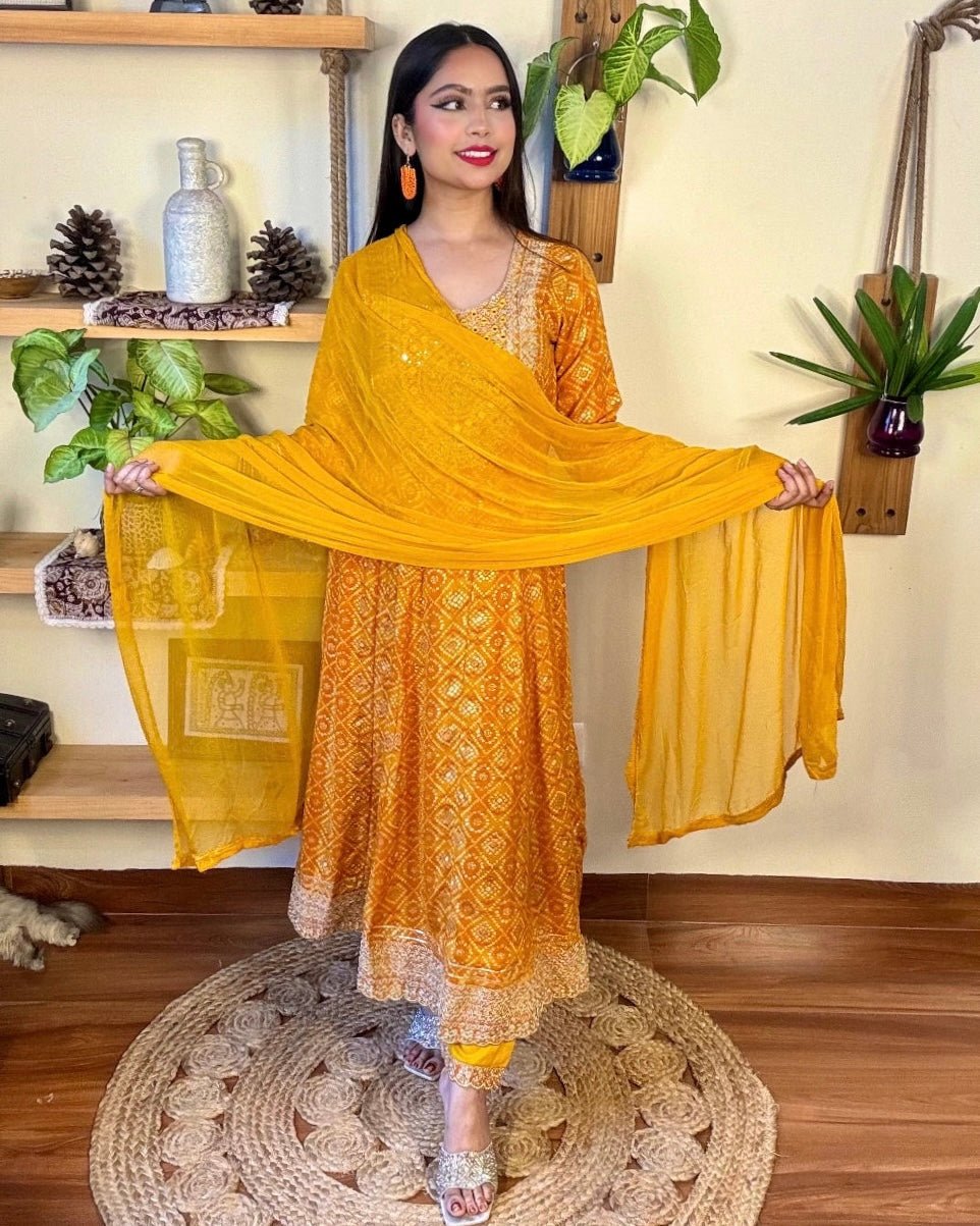 Ojasvi Orange Cotton Suit - Param Iqbal