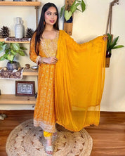 Ojasvi Orange Cotton Suit - Param Iqbal
