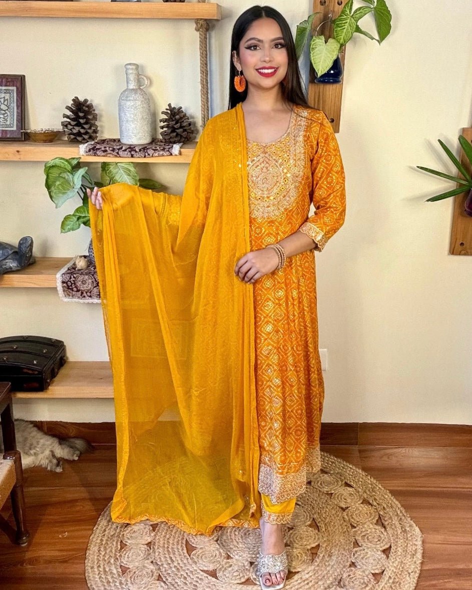 Ojasvi Orange Cotton Suit - Param Iqbal