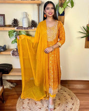 Ojasvi Orange Cotton Suit - Param Iqbal