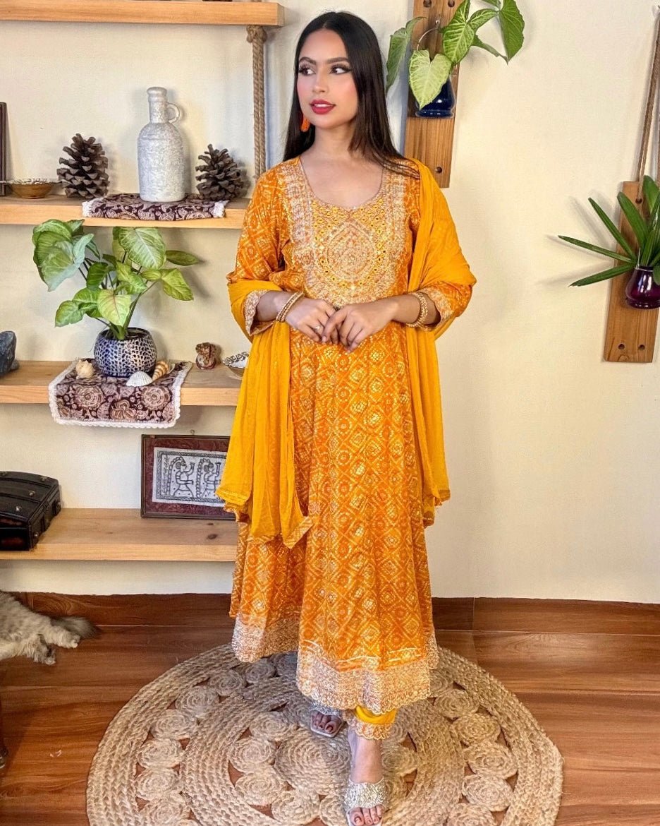 Ojasvi Orange Cotton Suit - Param Iqbal