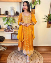 Ojasvi Orange Cotton Suit - Param Iqbal