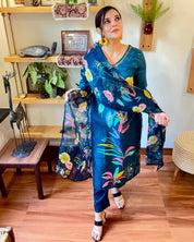Qamara Cobalt Blue Muslin Kurta Set - Param Iqbal