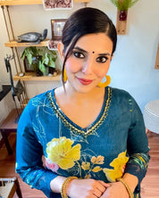 Qamara Cobalt Blue Muslin Kurta Set - Param Iqbal