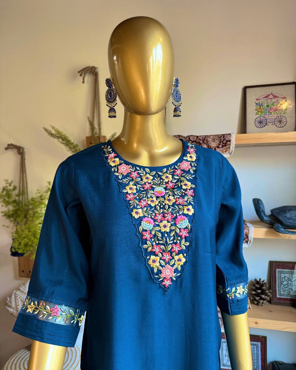 Rimsha Blue Paper Silk Kurta Set - Param Iqbal