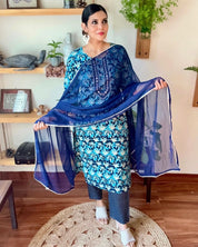 Saba Blue Cotton Kurta Set - Param Iqbal