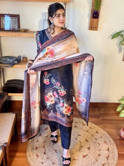 Sahiba Black Russian Silk Kurta Set - Param Iqbal