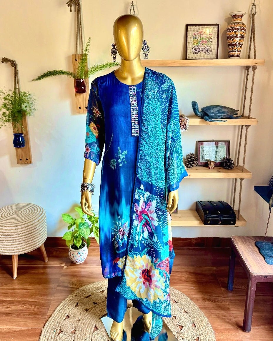 Sakina Blue Organza Kurta Set - Param Iqbal