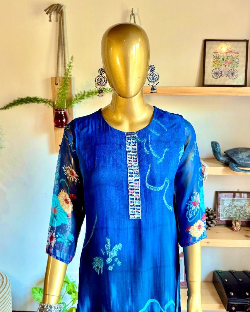 Sakina Blue Organza Kurta Set - Param Iqbal