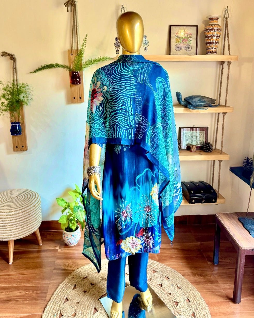Sakina Blue Organza Kurta Set - Param Iqbal